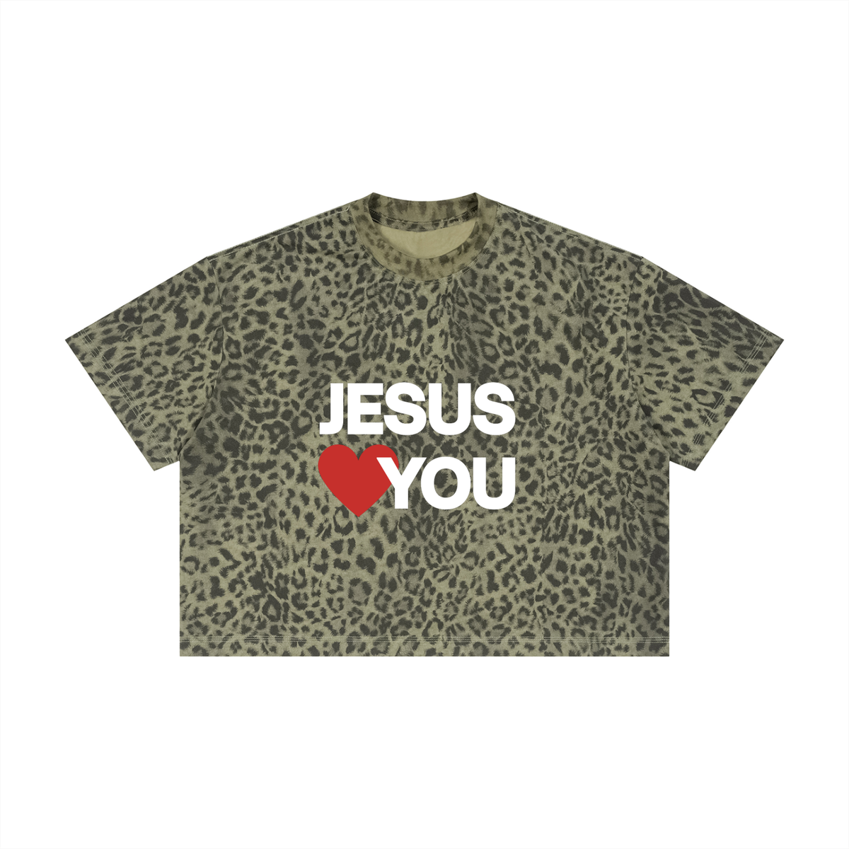 leopard print jesus <3 you | boxy tee